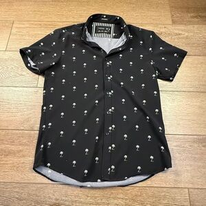 Black Palm Tree Print Men's Shirt